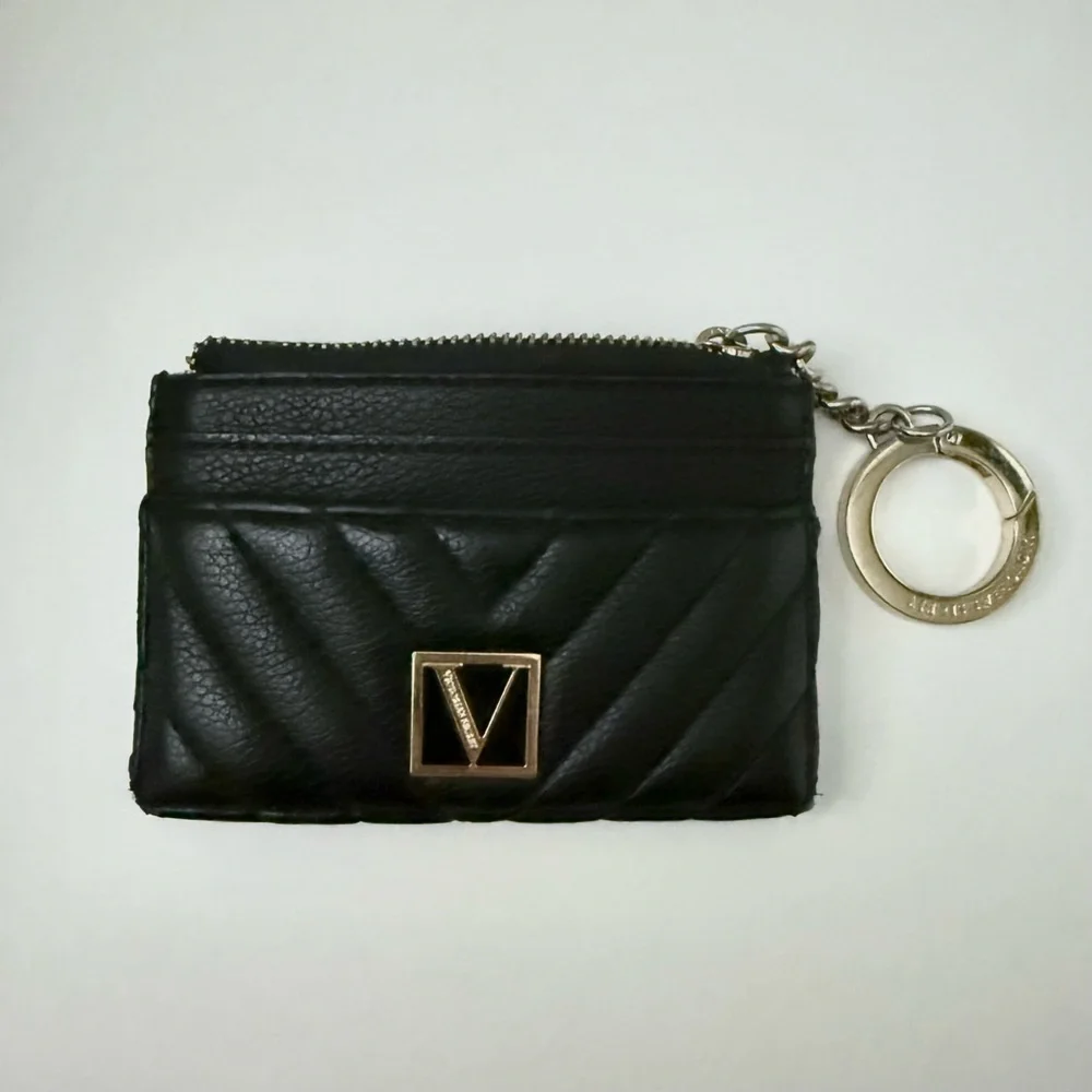 [5x$25] ⭐️ Victoria’s Secret Black Quilted Slim Card Holder Coin Wallet